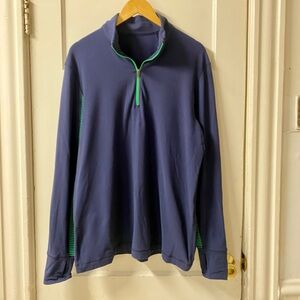 Lululemon Men’s Navy Blue Pullover with Green Accents
